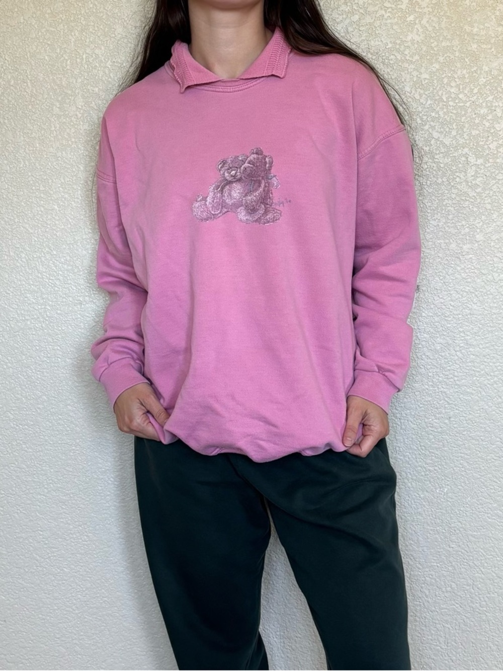 Vintage Pink Teddy Bear Sweater